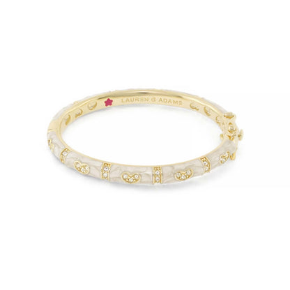 Baby Hearts Bangle by Lauren G Adams, gold-tone girl's bracelet with crystal hearts on Tampa Home & Garden Store