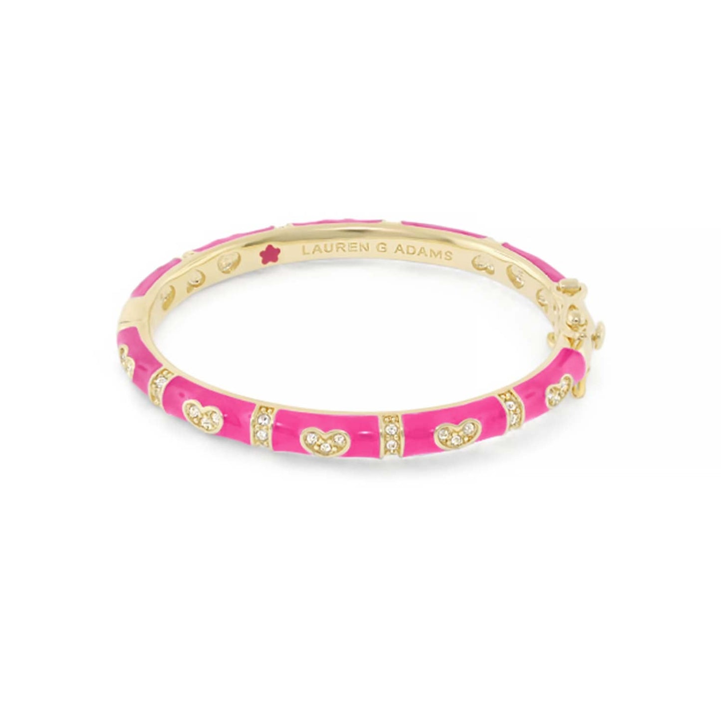 Baby Hearts Bangle pink enamel gold-tone girl's bracelet with crystal hearts Lauren G Adams on Tampa Home & Garden Store