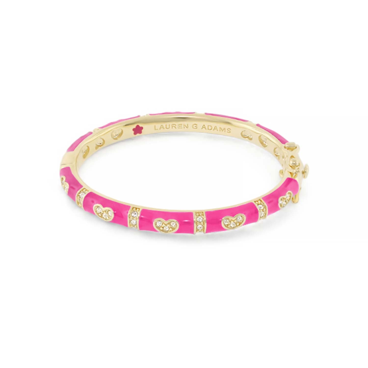 Baby Hearts Bangle pink enamel gold-tone girl's bracelet with crystal hearts Lauren G Adams on Tampa Home & Garden Store