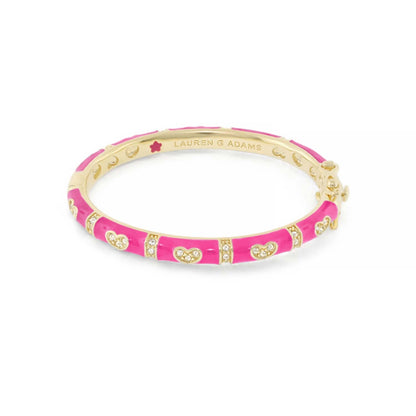 Baby Hearts Bangle pink enamel gold-tone girl's bracelet with crystal hearts Lauren G Adams on Tampa Home & Garden Store