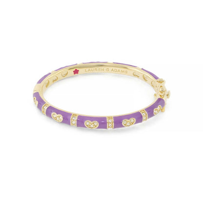 Baby Hearts Bangle by Lauren G Adams; purple enamel gold-tone bracelet with crystal hearts on Tampa Home & Garden Store