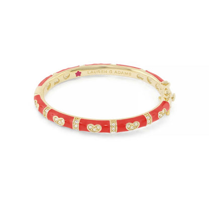 Baby Hearts Bangle red enamel girl's bracelet with crystal heart charms Lauren G Adams on Tampa Home & Garden Store