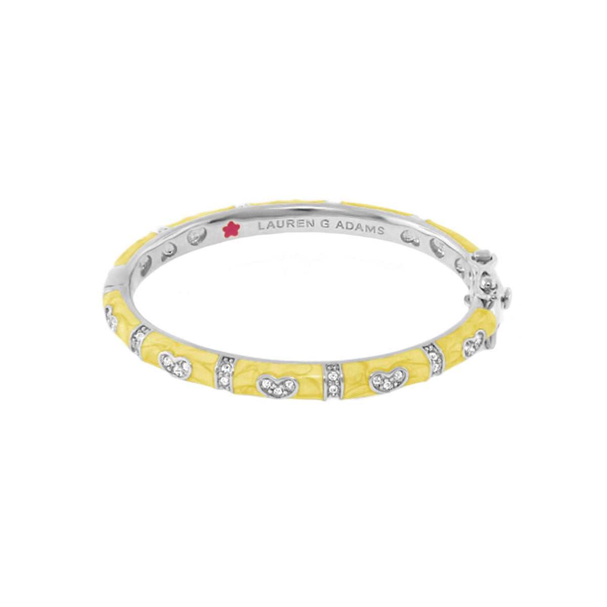 Baby Hearts Bangle by Lauren G Adams, yellow enamel girl's bracelet with crystal heart accents on Tampa Home & Garden Store