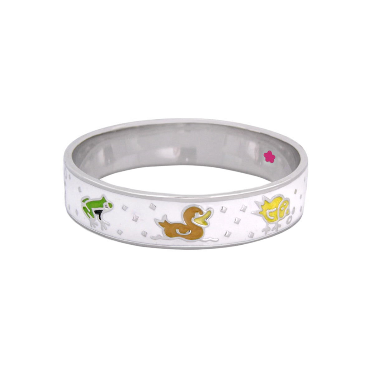 Childrens Bangle girl’s white enamel bracelet by Lauren G Adams with duck charms on Tampa Home & Garden Store