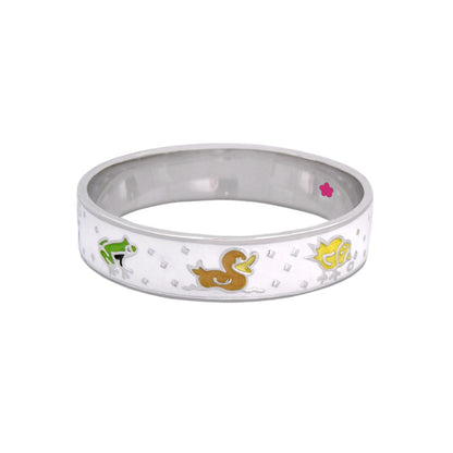 Childrens Bangle girl’s white enamel bracelet by Lauren G Adams with duck charms on Tampa Home & Garden Store