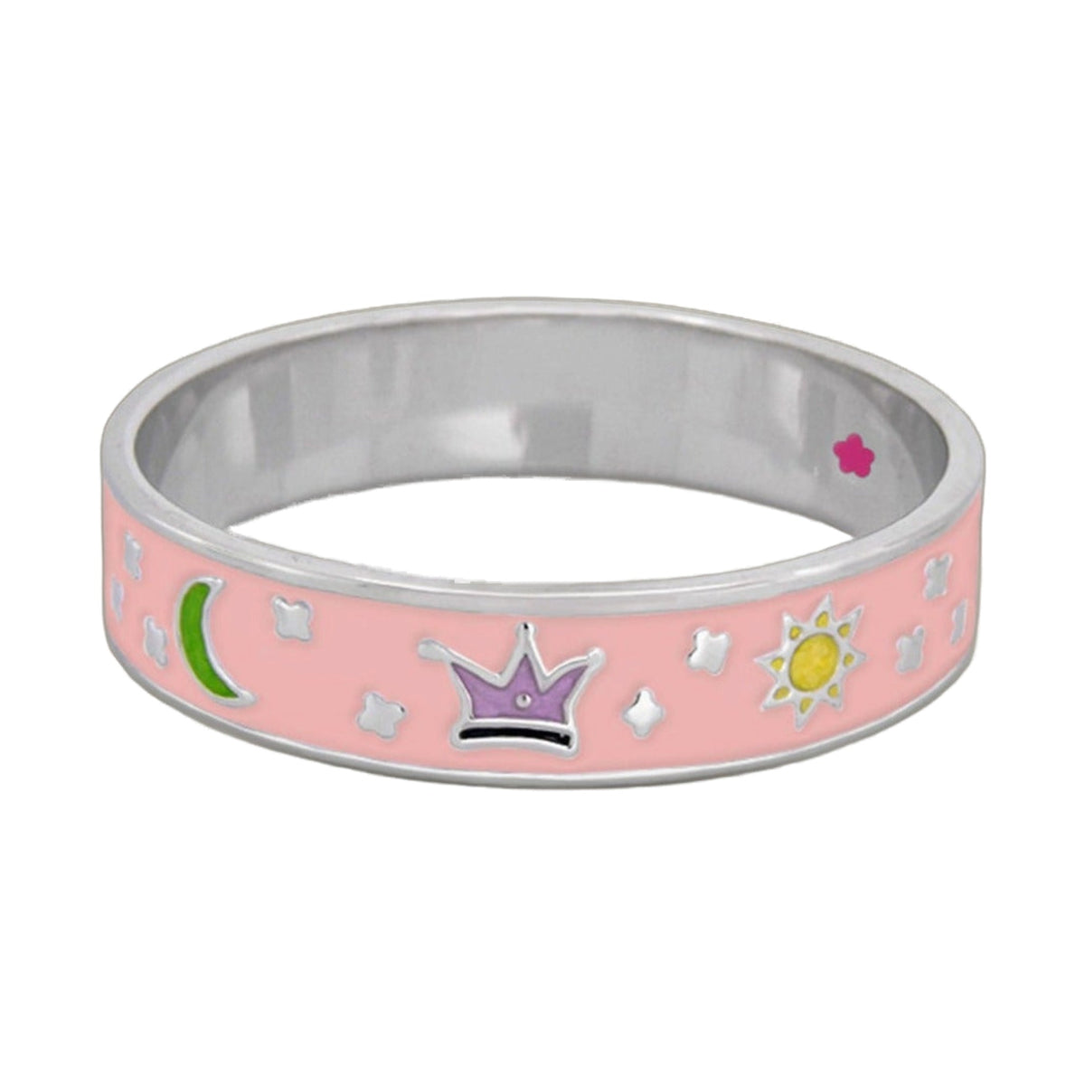 Girls pink bangle bracelet with crown and sun motifs by Lauren G Adams on Tampa Home & Garden Store