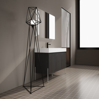 Freestanding bathroom vanity with resin sink and dark wood storage cabinet by HouseOfZazla on Tampa Home & Garden Store