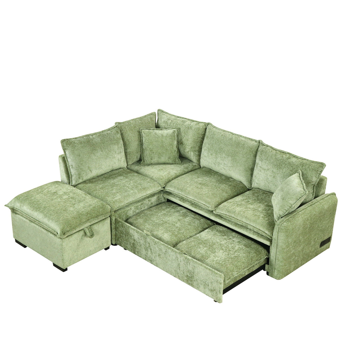 Sleeper sectional sofa green fabric with storage ottoman by HouseOfZazla on Tampa Home & Garden Store
