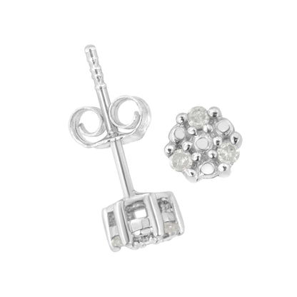 Sterling silver 1/10 cttw round-cut trio diamond stud earrings prong set I-J color I3 clarity on Tampa Home & Garden Store
