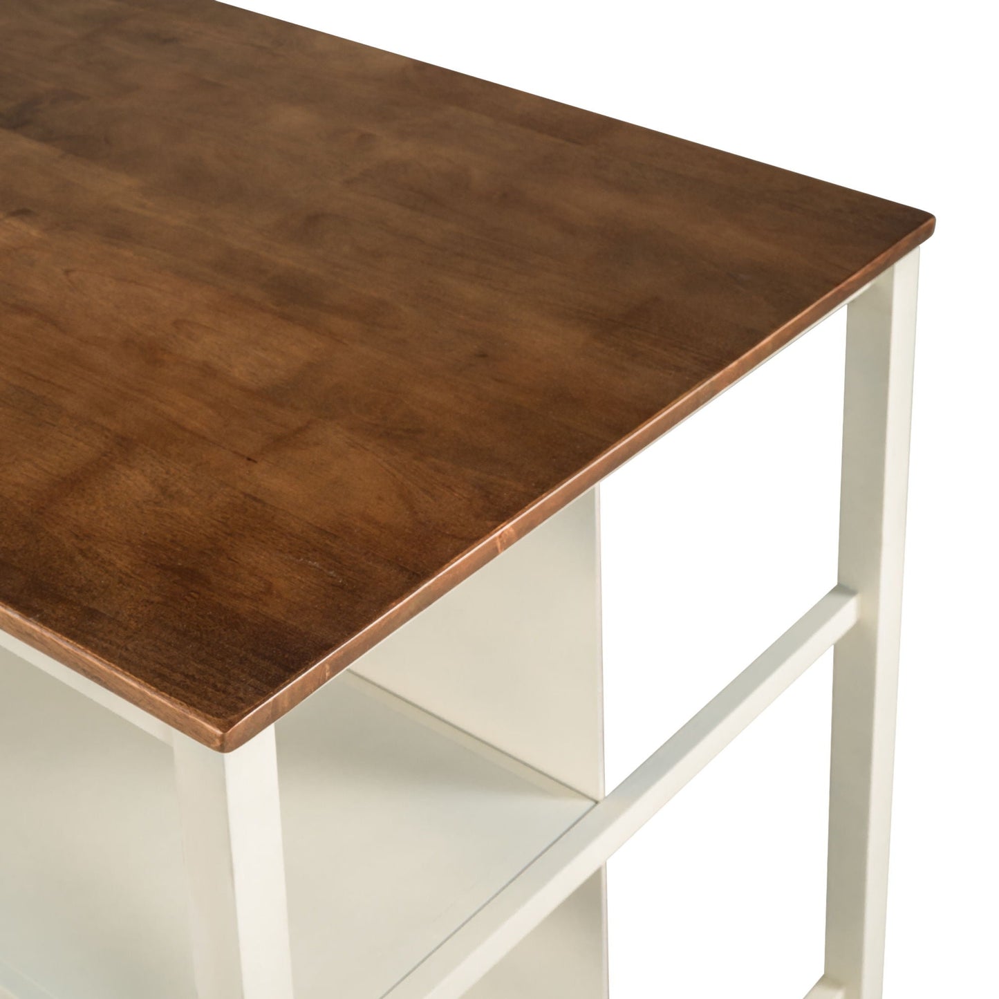 Rustic Kitchen Island and Two Wooden Bar Stools
