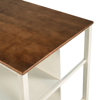 Rustic Kitchen Island and Two Wooden Bar Stools