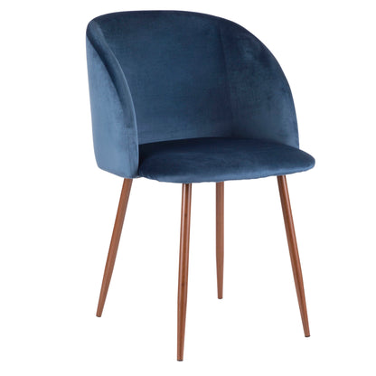 Contemporary dining chair set blue velvet padded bucket seat with wood legs HouseOfZazla on Tampa Home & Garden Store