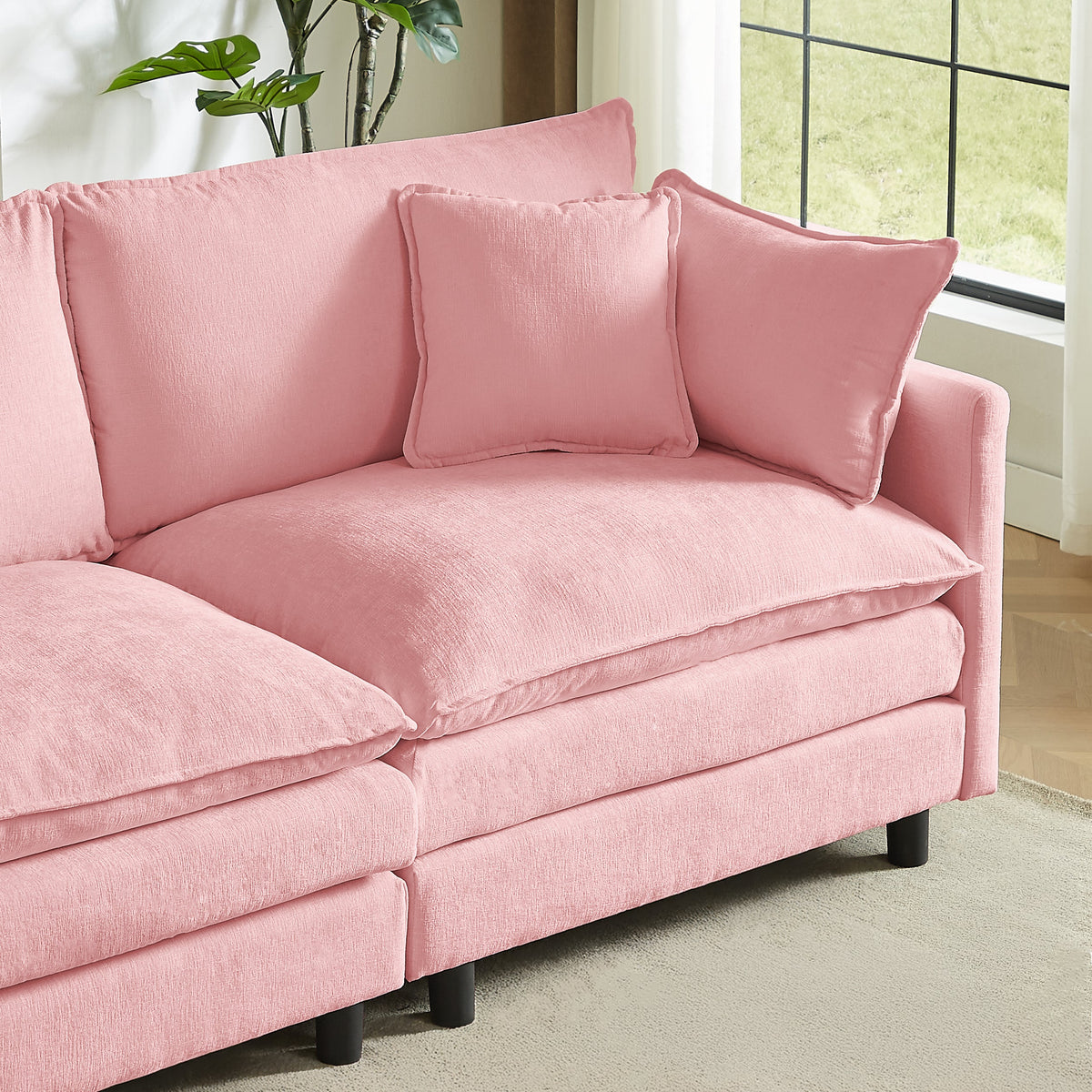 L Shaped Modular Sectional Sofa and Ottoman