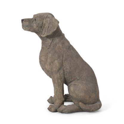 Outdoor dog statue decor by HouseOfZazla, brown textured resin garden sculpture on Tampa Home & Garden Store