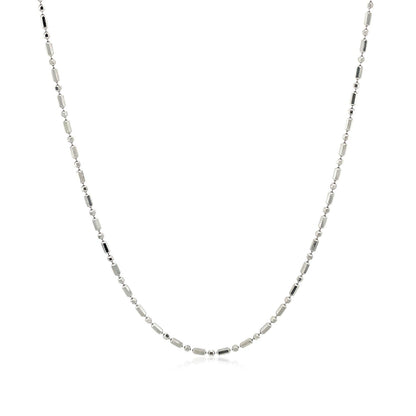 14k white gold diamond-cut alternating bead chain necklace 1.2mm on Tampa Home & Garden Store