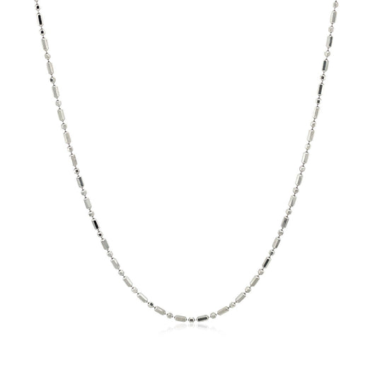 14k white gold diamond-cut alternating bead chain necklace 1.2mm on Tampa Home & Garden Store