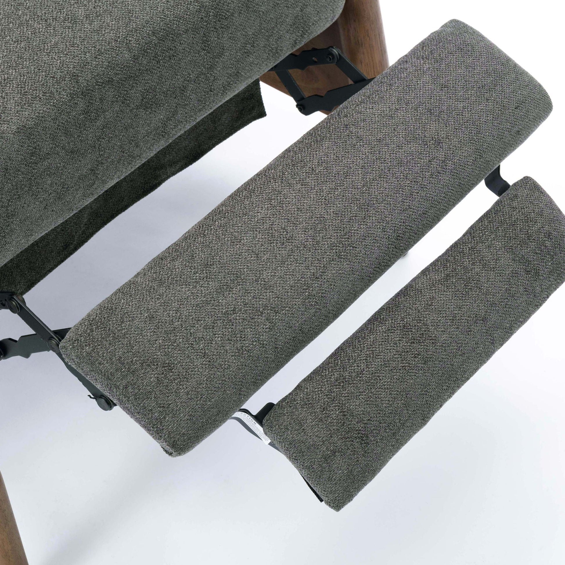 Sarasota arm push-back recliner in dark gray textured fabric with black metal frame on Tampa Home & Garden Store
