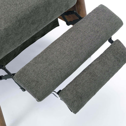Sarasota arm push-back recliner in dark gray textured fabric with black metal frame on Tampa Home & Garden Store