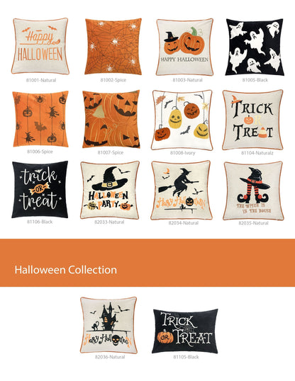 Halloween throw pillow collection by HouseOfZazla in natural spice ivory black on Tampa Home & Garden Store