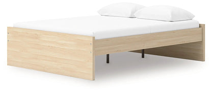 Onita Platform Bed storage bed in light oak with white mattress and two pillows on Tampa Home & Garden Store