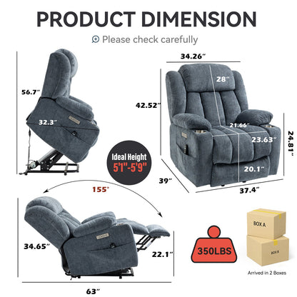 Chenille and power lift recliner with heating