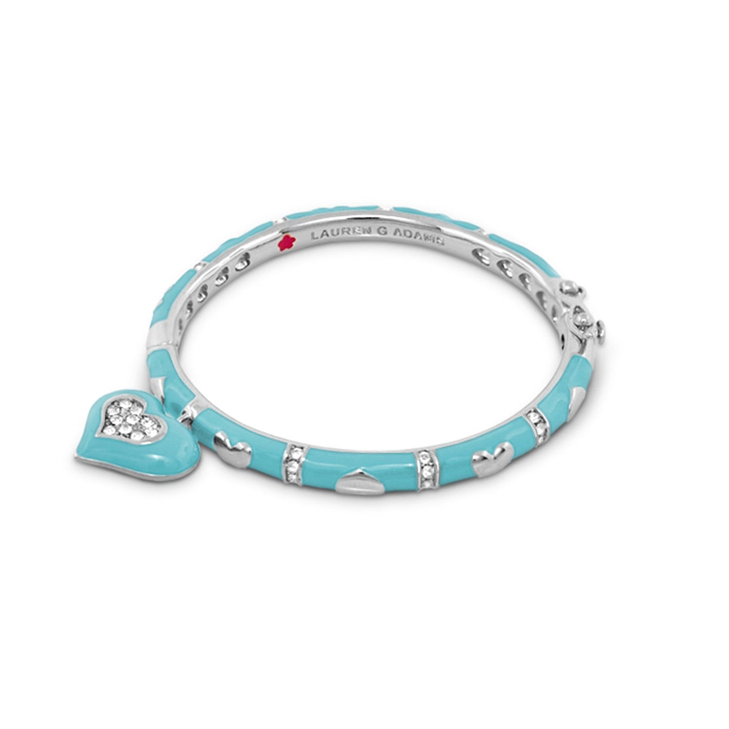 Girls Stackable Heart Charm Bangle turquoise enamel with crystal heart by Lauren G Adams on Tampa Home & Garden Store