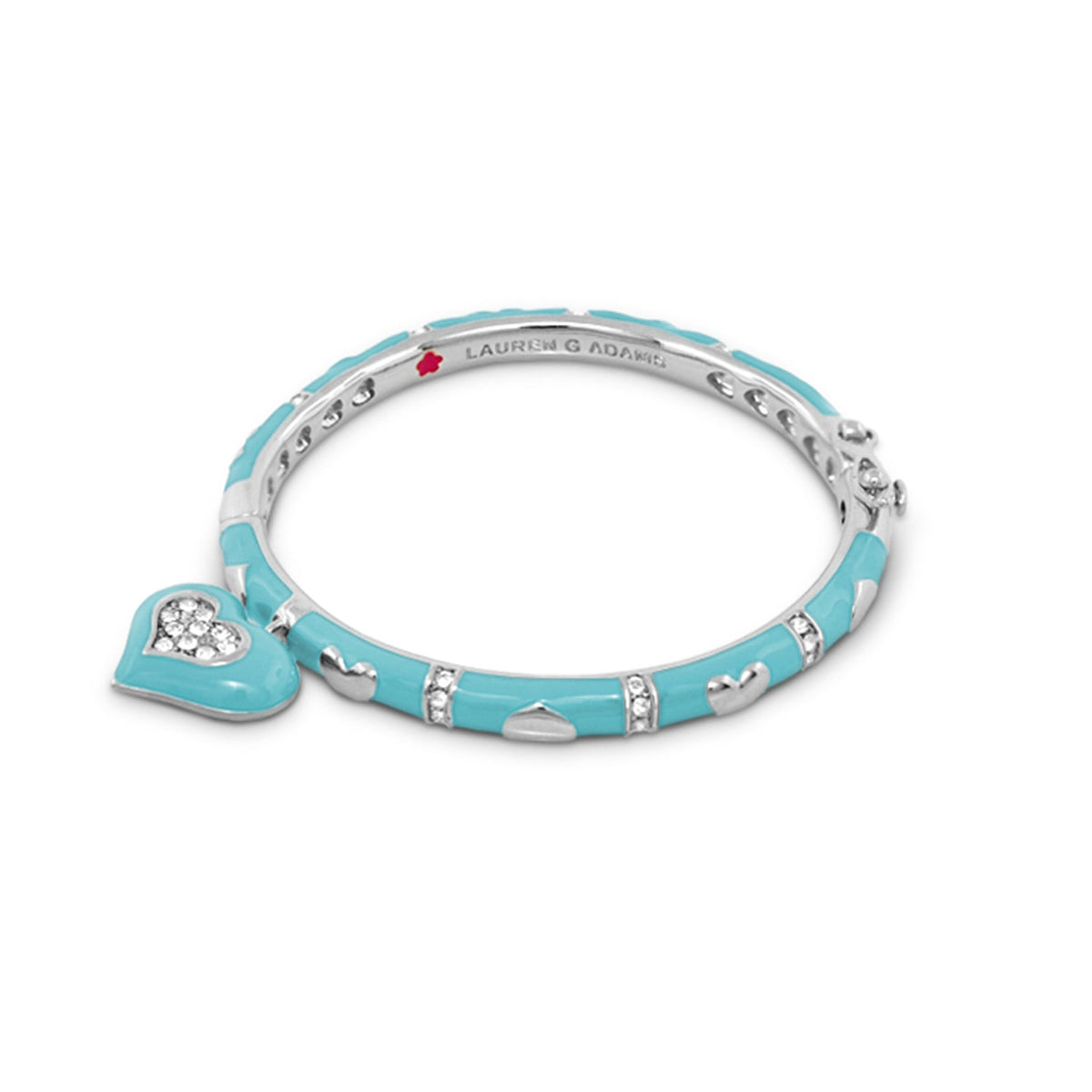 Girls Stackable Heart Charm Bangle turquoise enamel with crystal heart by Lauren G Adams on Tampa Home & Garden Store