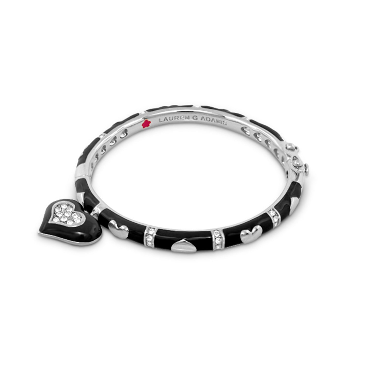 Girls Stackable Heart Charm Bangle black enamel with crystal hearts Lauren G Adams on Tampa Home & Garden Store