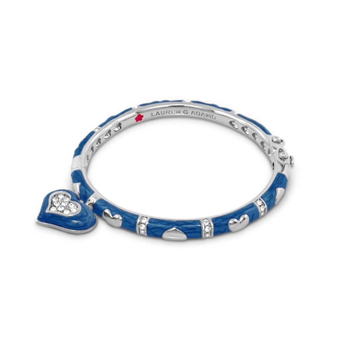 Girls Stackable Heart Charm Bangle blue enamel with crystal heart charm by Lauren G Adams on Tampa Home & Garden Store