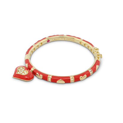 Girls Stackable Heart Charm Bangle red enamel with gold-tone accents by Lauren G Adams on Tampa Home & Garden Store