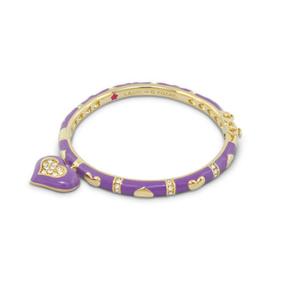 Girls Stackable Heart Charm Bangle purple enamel gold-tone accents Lauren G Adams on Tampa Home & Garden Store
