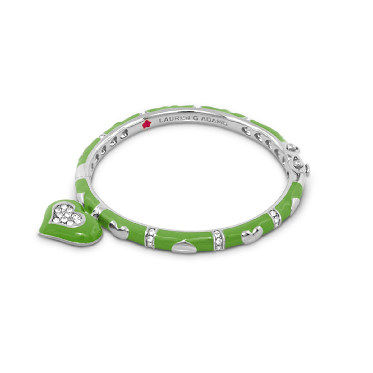 Girls Stackable Heart Charm Bangle in green enamel with crystal accents Lauren G Adams on Tampa Home & Garden Store