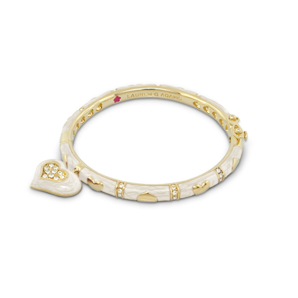 Girls Stackable Heart Charm Bangle gold-tone enamel and crystal heart by Lauren G Adams on Tampa Home & Garden Store