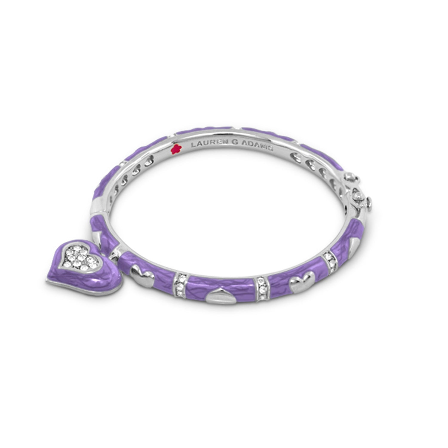 Girls Stackable Heart Charm Bangle purple enamel with heart crystals by Lauren G Adams on Tampa Home & Garden Store