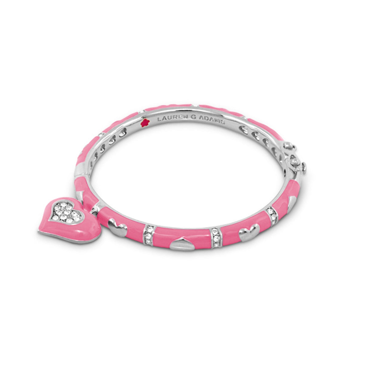 Girls Stackable Heart Charm Bangle pink enamel bracelet with Lauren G Adams on Tampa Home & Garden Store