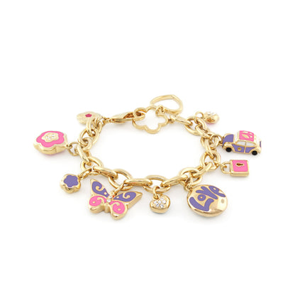 Kids bracelet Lauren G Adams gold-tone charm bracelet with enamel butterfly and flower charms on Tampa Home & Garden Store