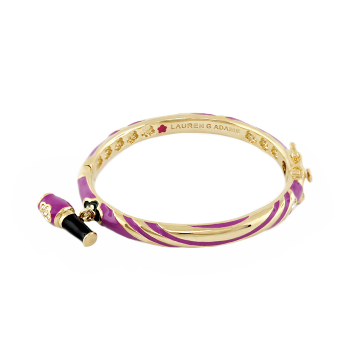 Bangle with nail polish charm, purple enamel on gold-tone, Lauren G Adams Girl's Collection bracelet on Tampa Home & Garden Store