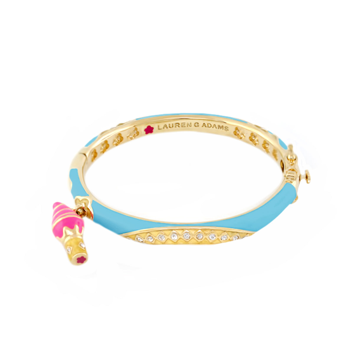 Girl's bangle with ice cream charm, blue enamel and gold-tone, Lauren G Adams bracelet on Tampa Home & Garden Store