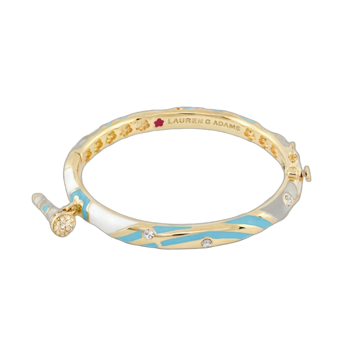 Bangle with Microphone by Lauren G Adams, gold-tone kids bracelet with turquoise enamel on Tampa Home & Garden Store