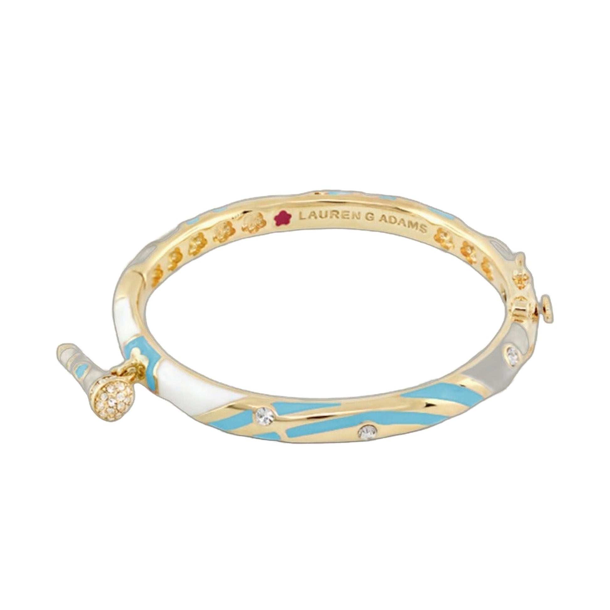 Bangle with microphone kids bracelet, gold-tone with blue enamel, crystals, Lauren G Adams on Tampa Home & Garden Store