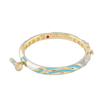 Bangle with microphone kids bracelet, gold-tone with blue enamel, crystals, Lauren G Adams on Tampa Home & Garden Store
