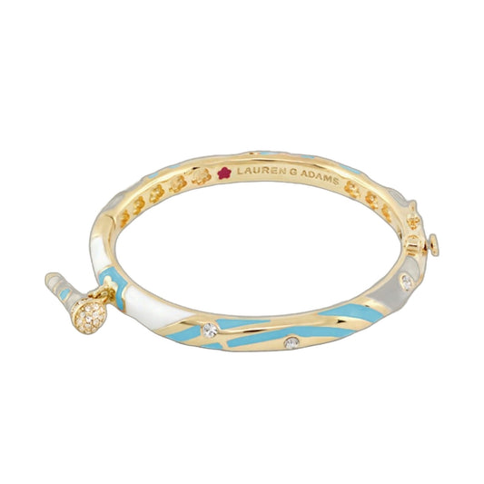 Bangle with microphone kids bracelet, gold-tone with blue enamel, crystals, Lauren G Adams on Tampa Home & Garden Store