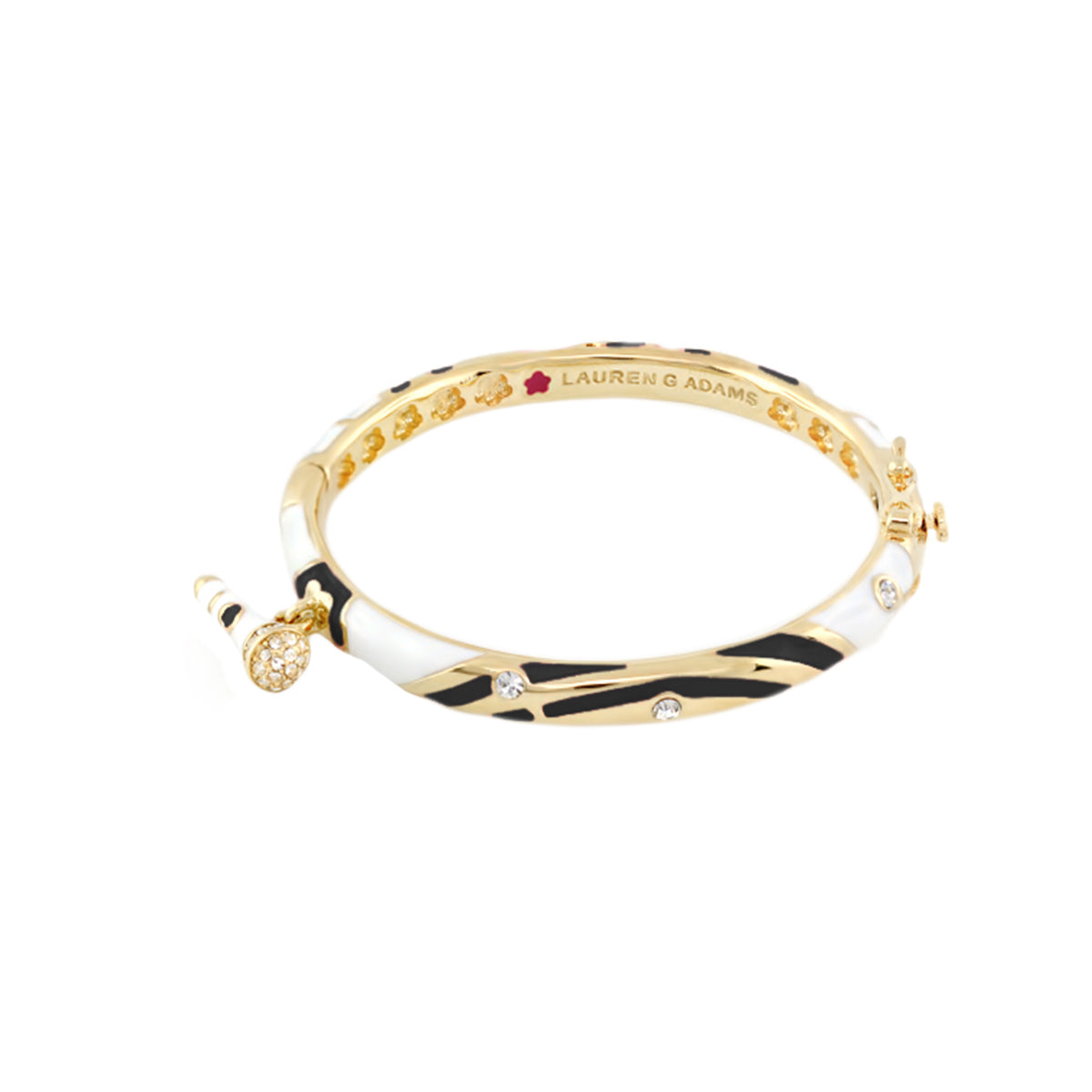 Bangle With Microphone gold-tone enamel bracelet with tiger stripe and crystals by Lauren G Adams on Tampa Home & Garden Store
