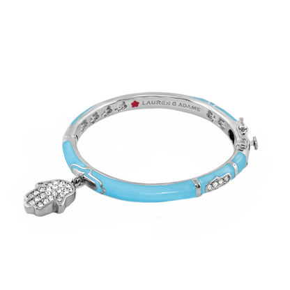 Girl's Bangle with Hamsa charm in turquoise enamel and silver-tone by Lauren G Adams on Tampa Home & Garden Store