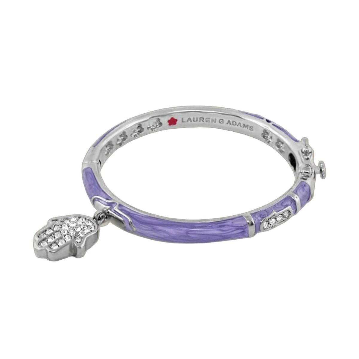 Girls' lavender enamel bangle with Hamsa charm and clear crystal accents by Lauren G Adams on Tampa Home & Garden Store
