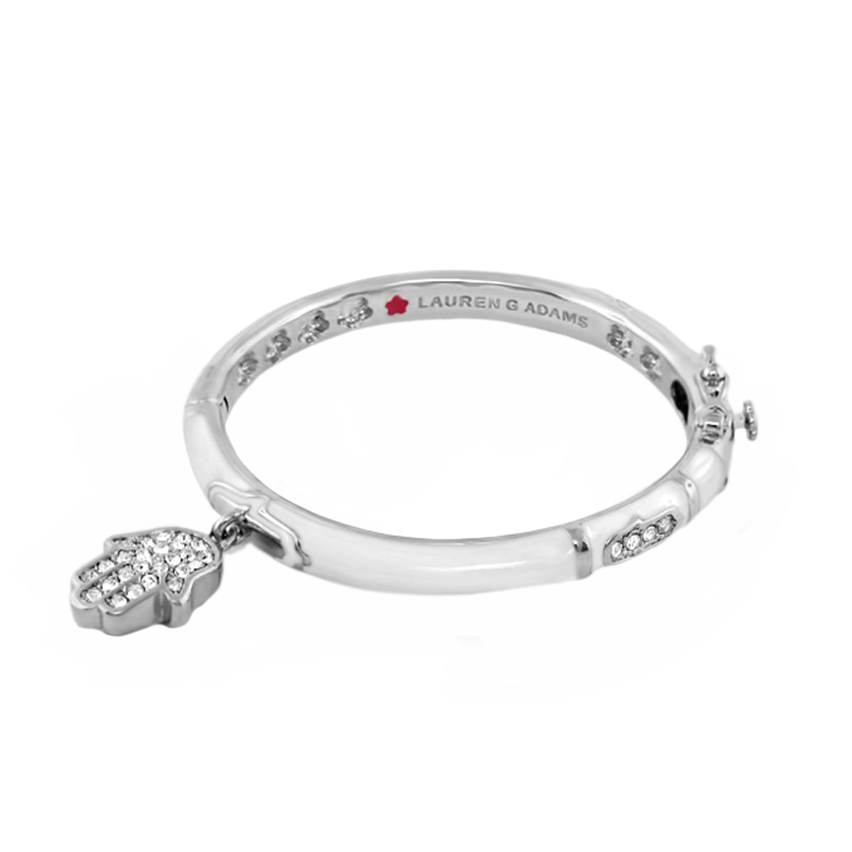 Girl's silver-tone bangle bracelet with a crystal-studded hamsa charm by Lauren G Adams on Tampa Home & Garden Store