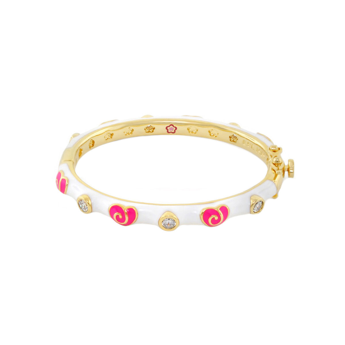 Lovely Hearts Bangle, Lauren G Adams girl's bracelet in enamel with pink hearts and crystals on Tampa Home & Garden Store