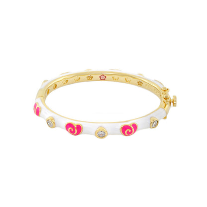 Lovely Hearts Bangle, Lauren G Adams girl's bracelet in enamel with pink hearts and crystals on Tampa Home & Garden Store