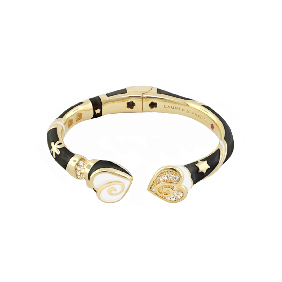 Girls Stackable Bangle by Lauren G Adams: gold-tone cuff with black enamel and crystal accents on Tampa Home & Garden Store