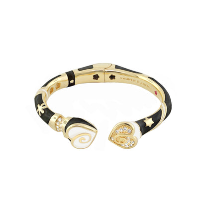 Girls Stackable Bangle by Lauren G Adams: gold-tone cuff with black enamel and crystal accents on Tampa Home & Garden Store